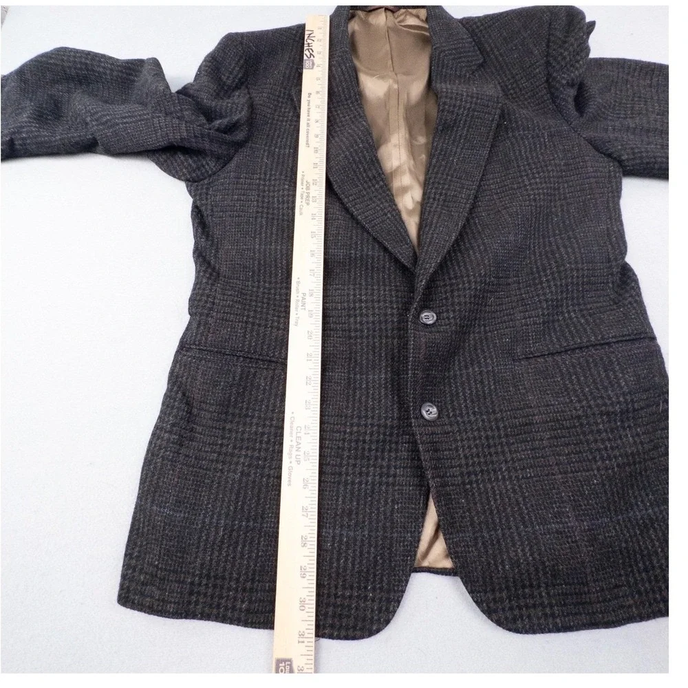 Vintage Nordstrom Mens Plaid Tweed Blazer 100% Wool Sport Coat L/XL